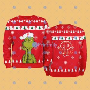 Philadelphia Phillies MLB The Grinch Funny Merry Christmas Ugly Sweater 3D For Fan New Idea Product Photo 1