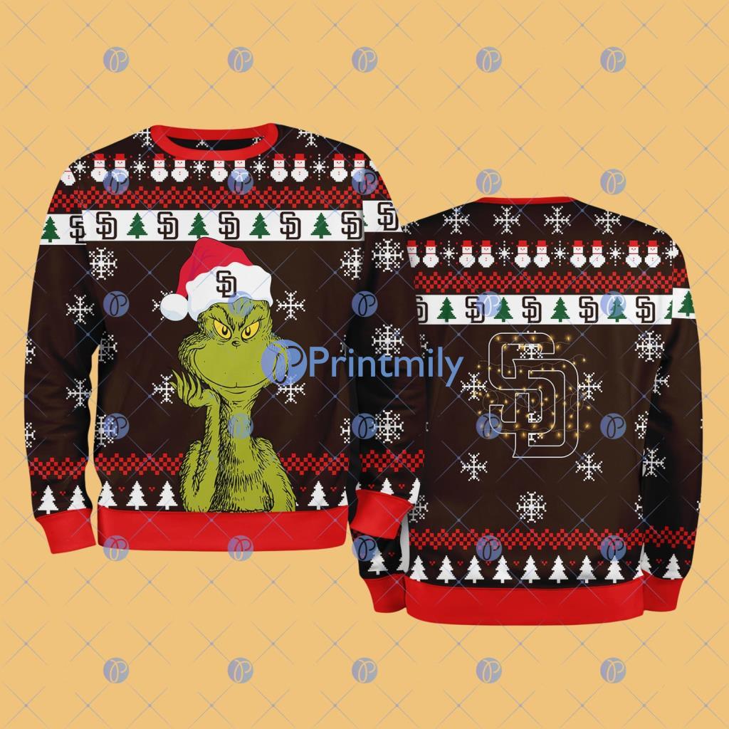 San Diego Padres MLB The Grinch Funny Merry Christmas Ugly Sweater 3D For Fan New Idea 2 San Diego Padres MLB The Grinch Funny Merry Christmas Ugly Sweater 3D For Fan New Idea Product Photo 1