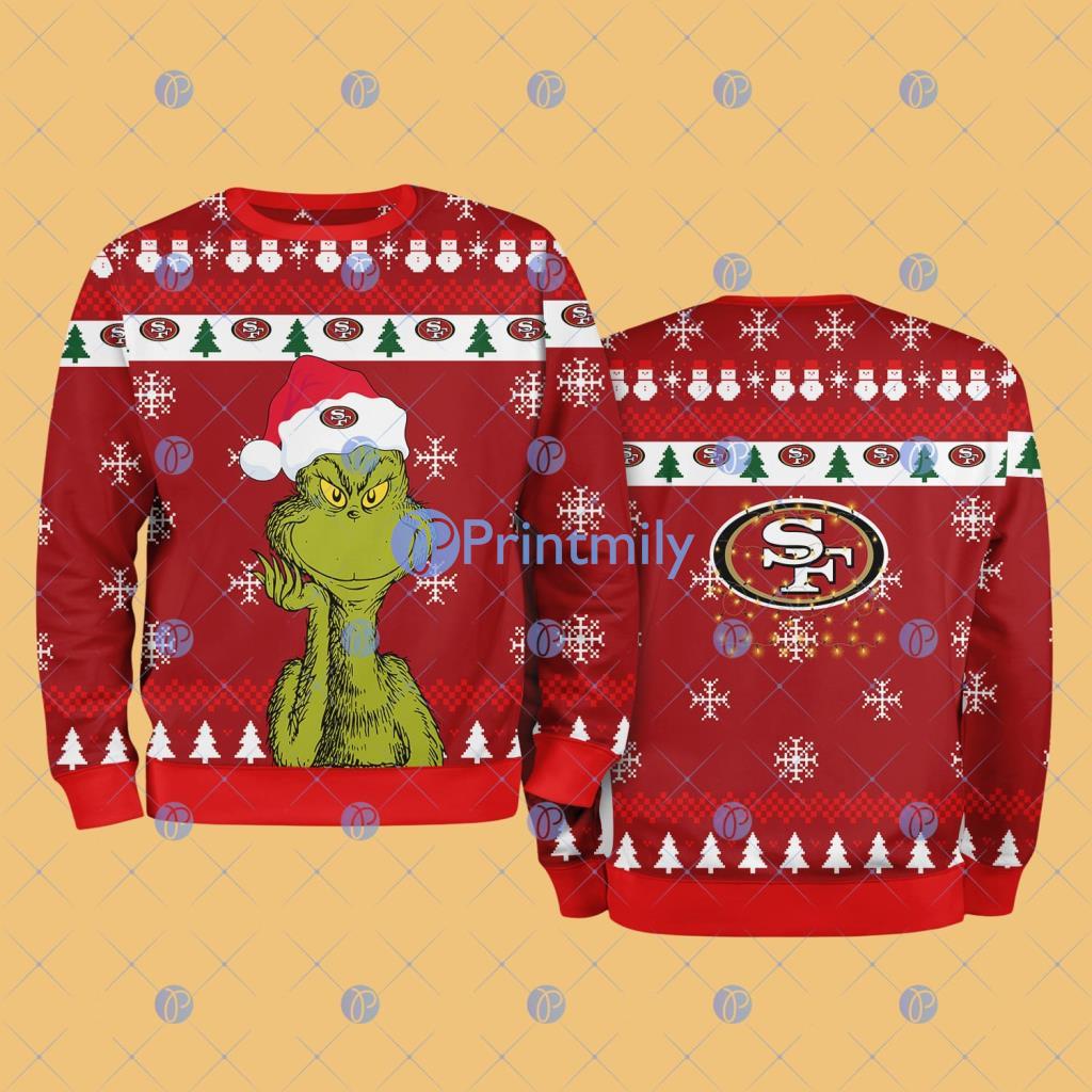 San Francisco 49ers NFL The Grinch Funny Merry Christmas Ugly Sweater 3D For Fan New Idea 2 San Francisco 49ers NFL The Grinch Funny Merry Christmas Ugly Sweater 3D For Fan New Idea Product Photo 1