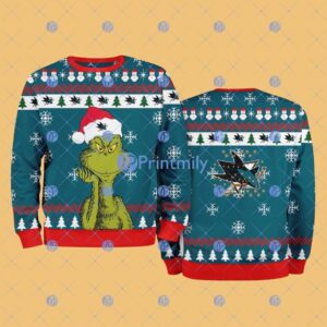 San Jose Sharks The Grinch Funny Merry Christmas Uglly Sweater 3D Gift For Fans Product Photo 1