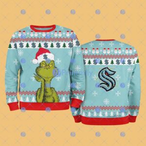 Seattle Kraken The Grinch Funny Merry Christmas Uglly Sweater 3D Gift For Fans Product Photo 1