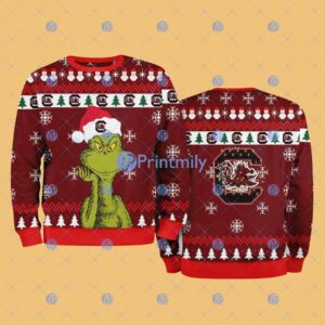 South Carolina Gamecocks NCAA The Grinch Funny Merry Christmas Ugly Sweater 3D For Fan New Idea Product Photo 1