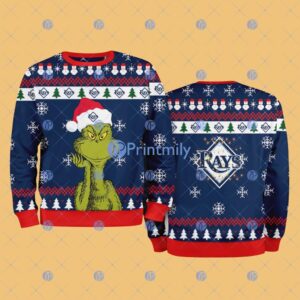 Tampa Bay Rays MLB The Grinch Funny Merry Christmas Ugly Sweater 3D For Fan New Idea Product Photo 1