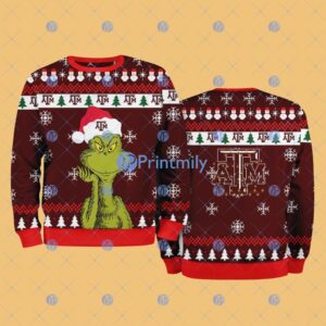 Texas A&M Aggies NCAA The Grinch Funny Merry Christmas Ugly Sweater 3D For Fan New Idea Product Photo 1