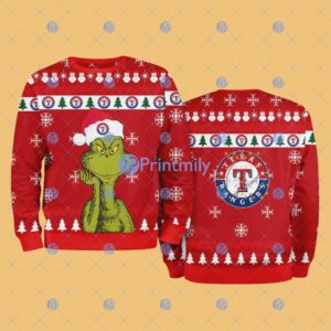 Texas Rangers MLB The Grinch Funny Merry Christmas Ugly Sweater 3D For Fan New Idea Product Photo 1