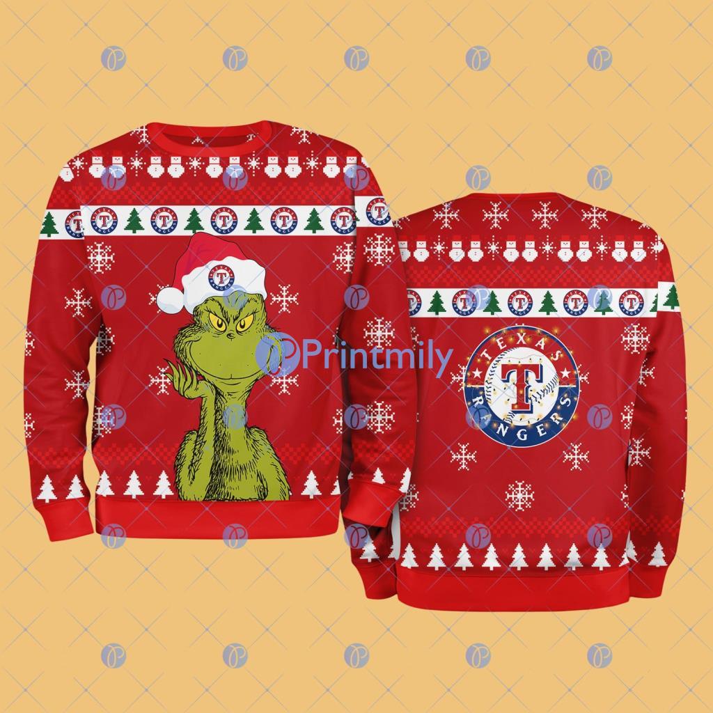 Texas Rangers MLB The Grinch Funny Merry Christmas Ugly Sweater 3D For Fan New Idea 2 Texas Rangers MLB The Grinch Funny Merry Christmas Ugly Sweater 3D For Fan New Idea Product Photo 1