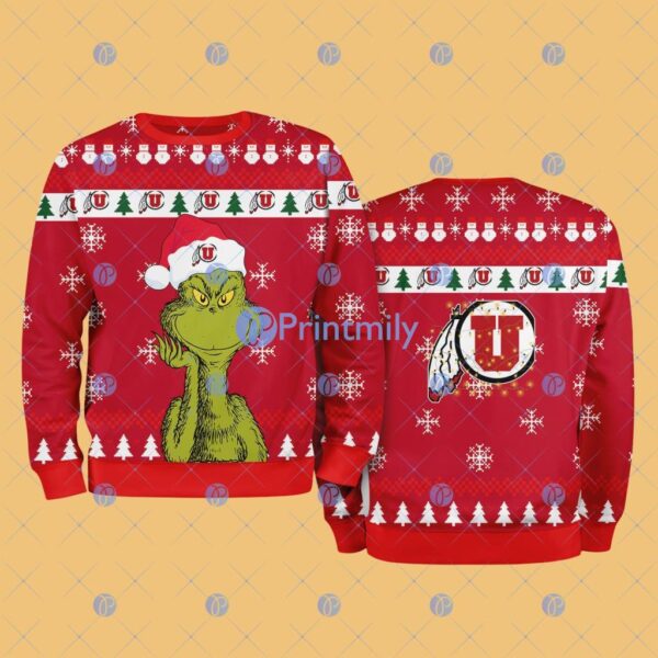 Utah Red Rocks NCAA The Grinch Funny Merry Christmas Ugly Sweater 3D For Fan New Idea Product Photo 1