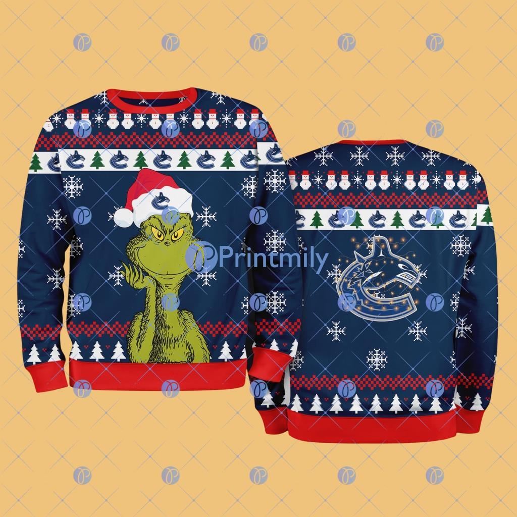 Vancouver Canucks The Grinch Funny Merry Christmas Uglly Sweater 3D Gift For Fans 2 Vancouver Canucks The Grinch Funny Merry Christmas Uglly Sweater 3D Gift For Fans Product Photo 1