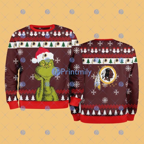 Washington Commanders NFL The Grinch Funny Merry Christmas Ugly Sweater 3D For Fan New Idea Product Photo 1