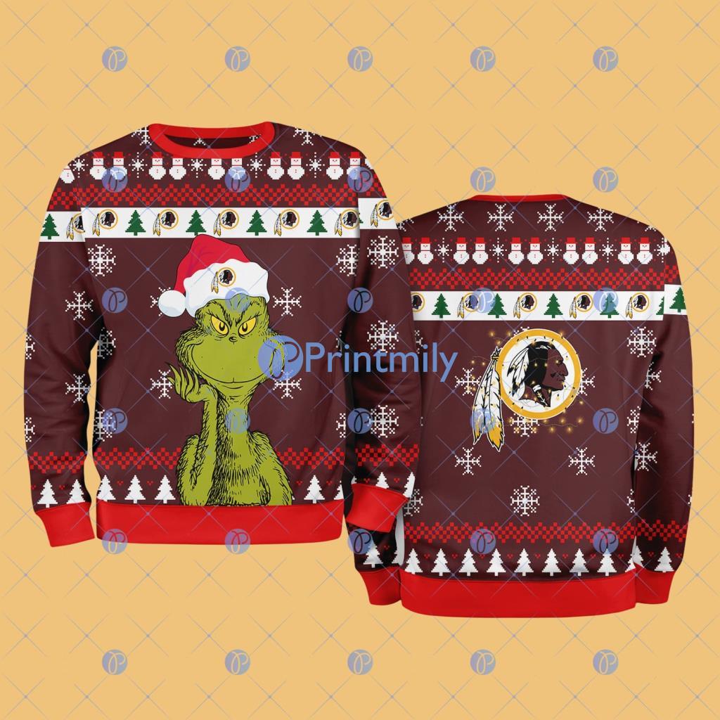 Washington Commanders NFL The Grinch Funny Merry Christmas Ugly Sweater 3D For Fan New Idea 2 Washington Commanders NFL The Grinch Funny Merry Christmas Ugly Sweater 3D For Fan New Idea Product Photo 1