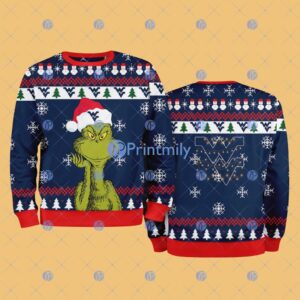West Virginia Mountaineers NCAA The Grinch Funny Merry Christmas Ugly Sweater 3D For Fan New Idea Product Photo 1